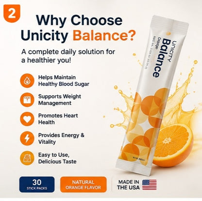 Unicity Balance Natural Orange Drink Mix – 30 Stick Packs | Daily Nutrition & Balanced Lifestyle Support